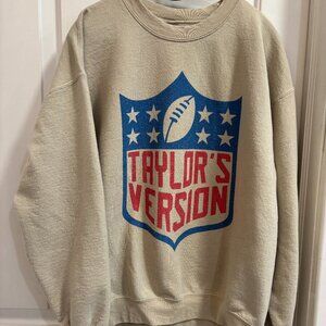 Taylor’s Version NFL Style Graphic Sweatshirt Beige Unisex